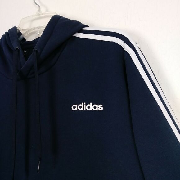 Adidas Navy & White Striped Hoodie w/Pocket - Picture 3 of 6